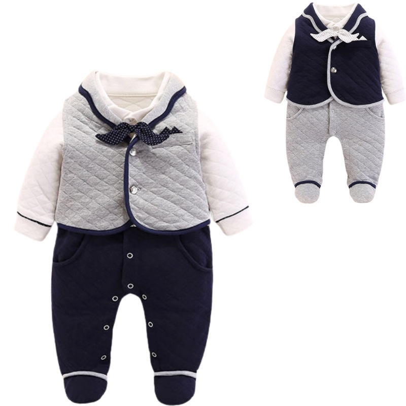 Bộ body công tử lịch lãm phối màu xám 18867 cho bé