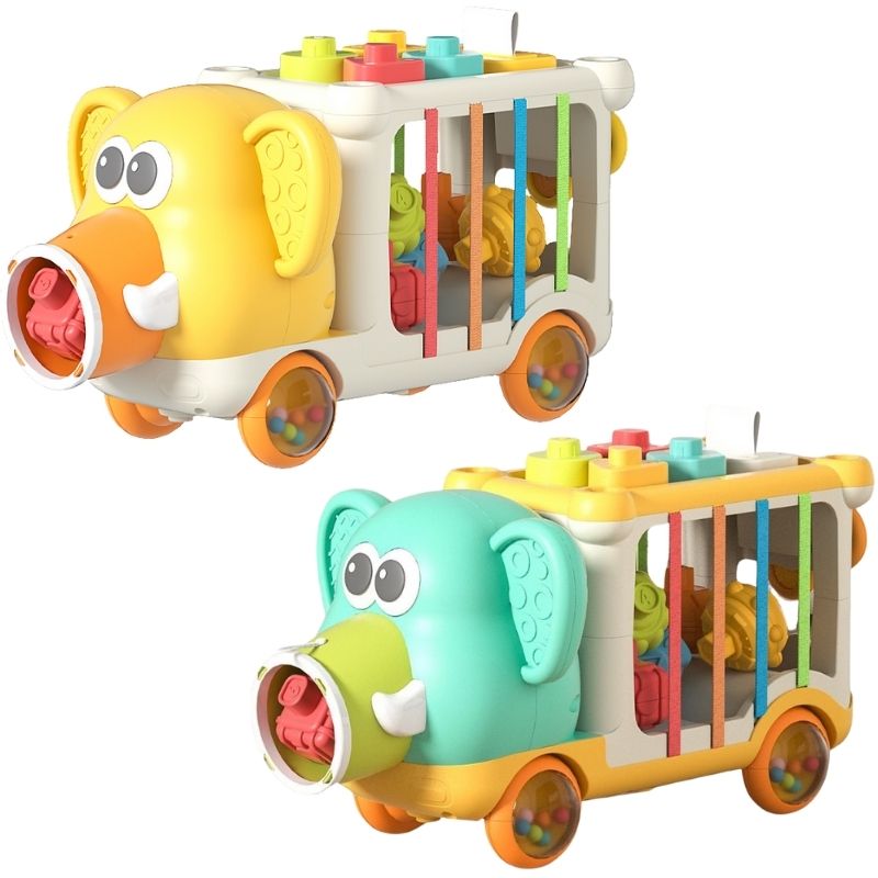 Đồ chơi montessori xe voi thả hình khối YL1303 cho bé