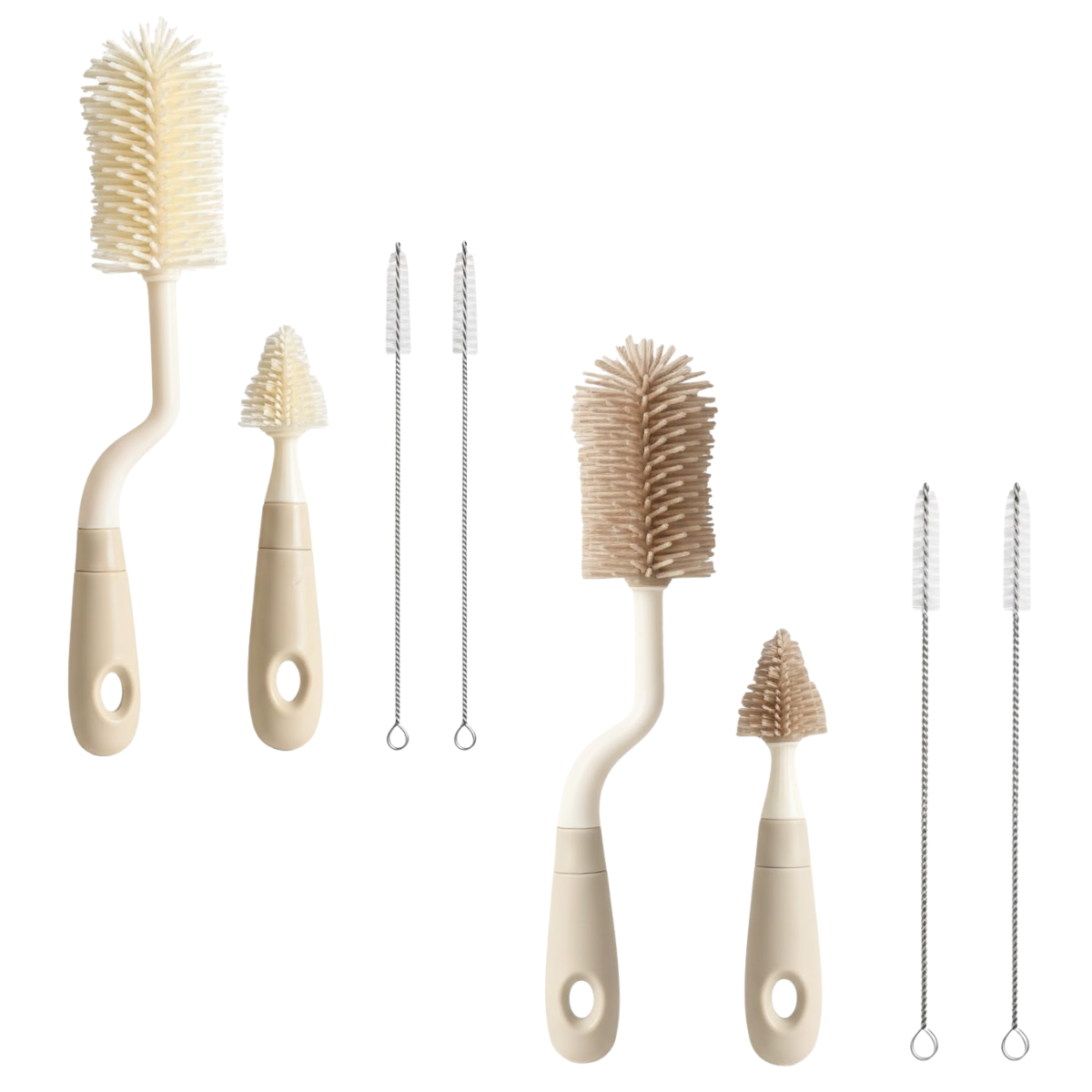 Cọ rửa bình 3 món cán cong silicone