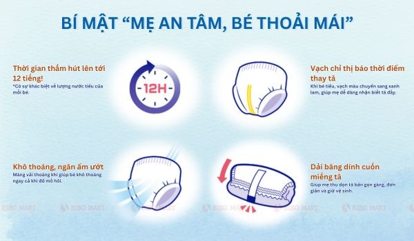 Điểm nổi bật của tã quần Moony bé gái size L