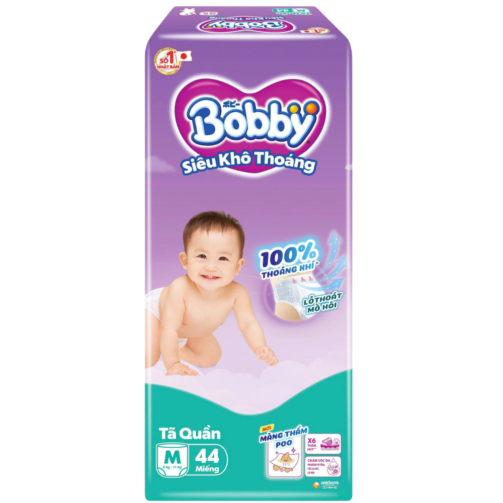 Bỉm Bobby quần size M 44 miếng cho bé 6-10kg