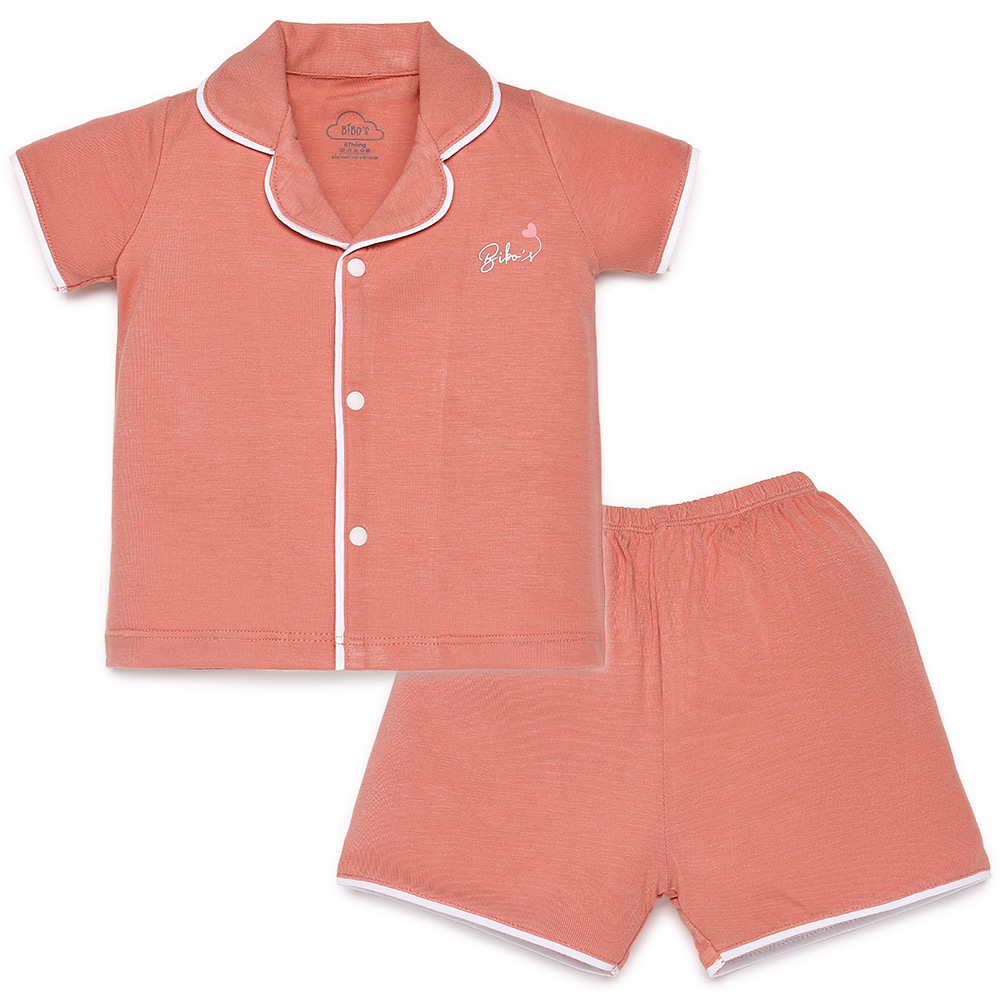 Bộ pyjama cộc bé gái Bibo's LV260 nâu đỏ