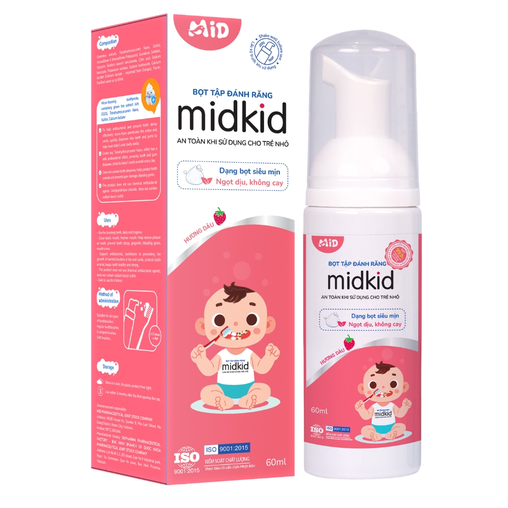 Bọt tập đánh răng Midkid vị dâu cho bé