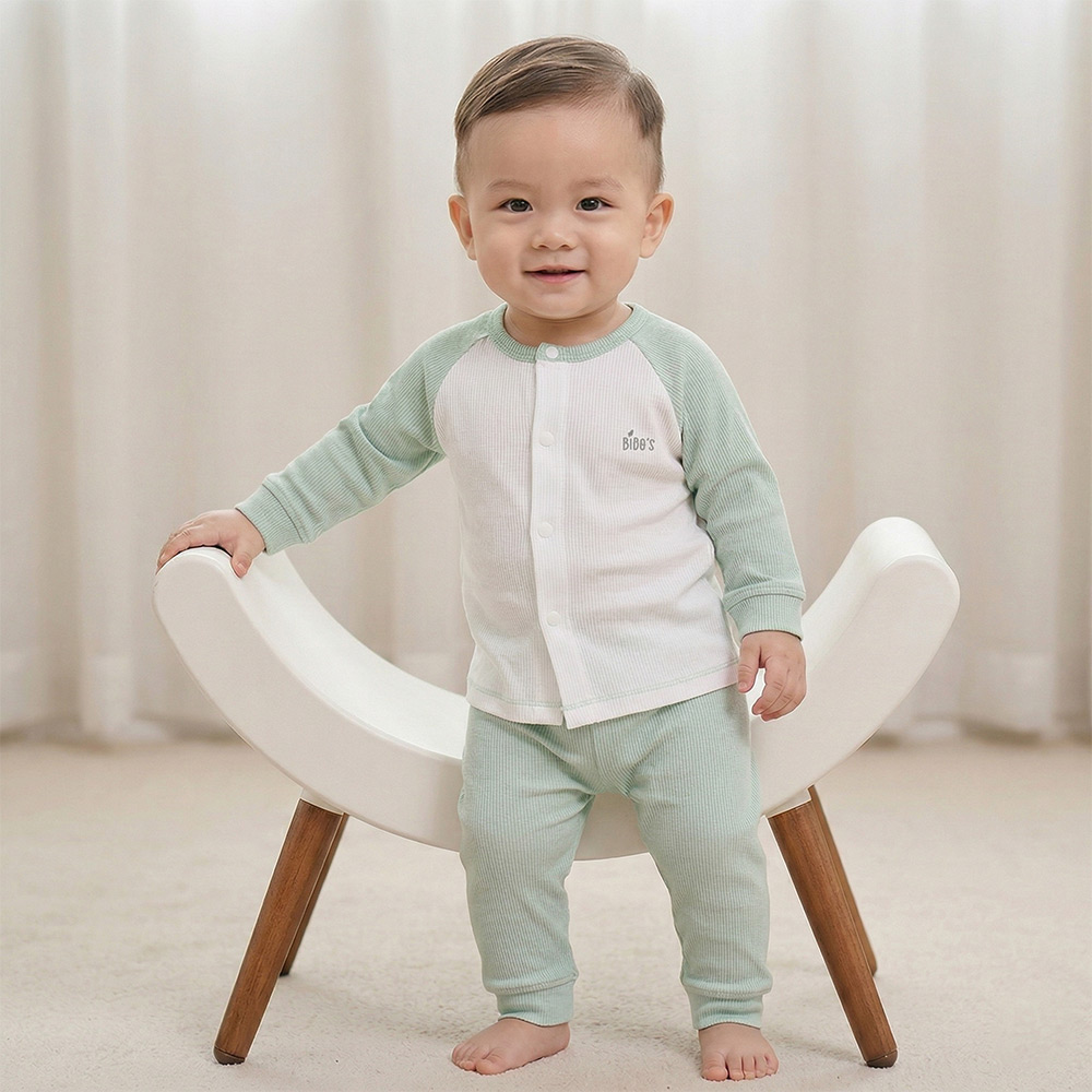 Bộ sơ sinh cài giữa dài tay Bibo's HY 397831 màu xanh