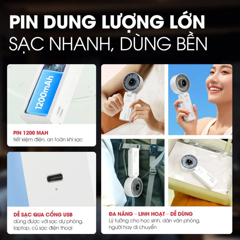 Quạt sạc mini Magic màn hình led
