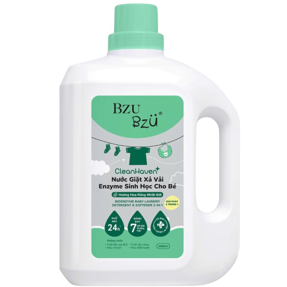 Nước giặt xả cho bé 2in1 BZU BZU sinh học 3L