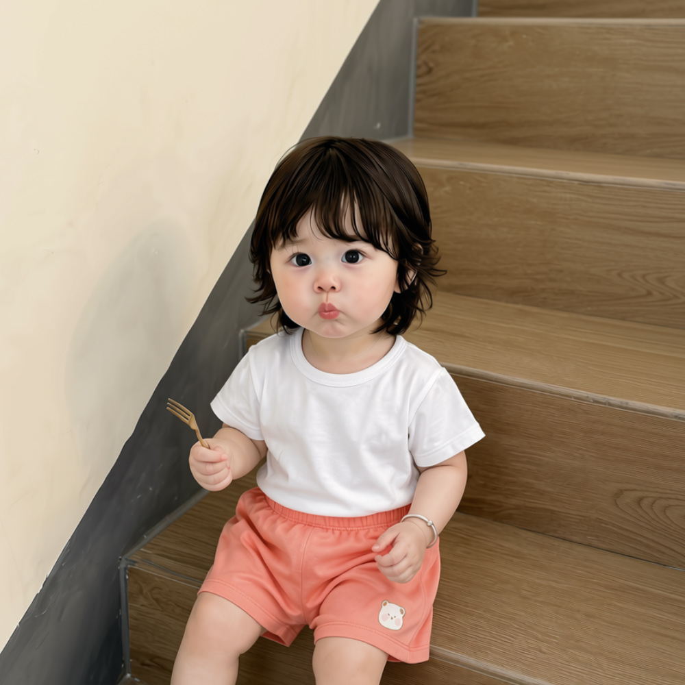 Quần chíp đùi bé gái Chong Chóng sợi tre cam in gấu