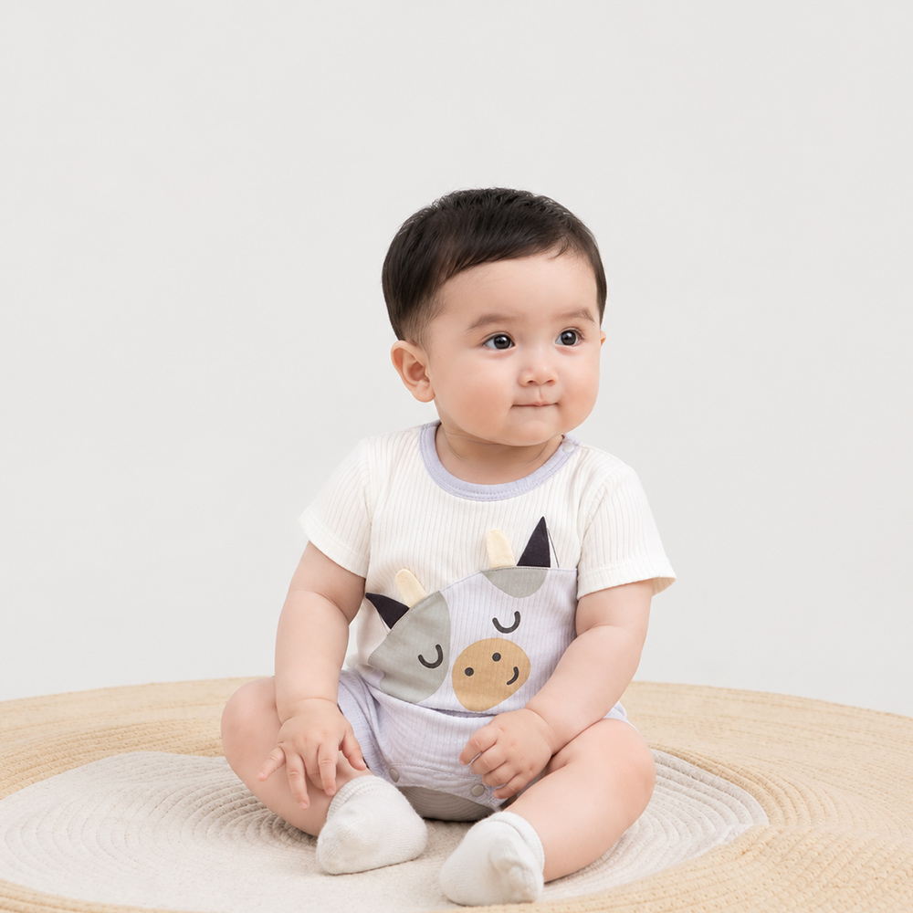 Body đùi bé trai Bibo's H100451 trắng in bò sữa
