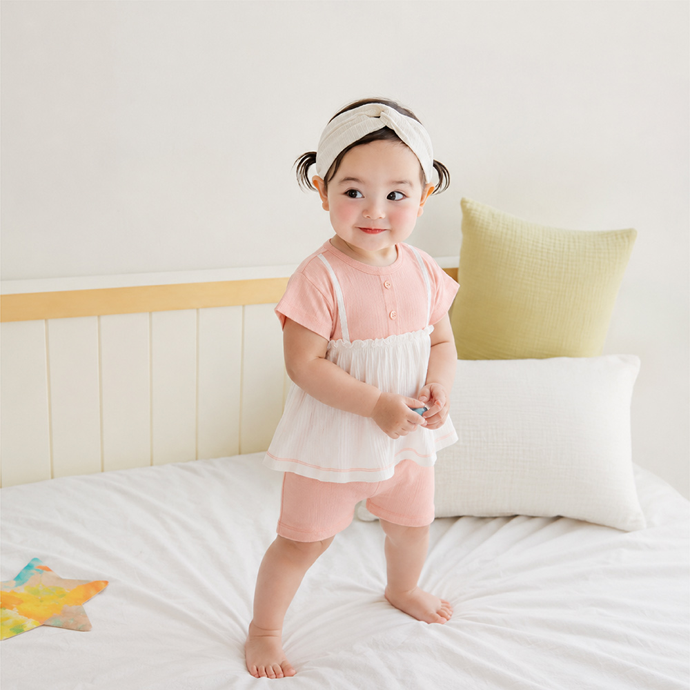 Bộ cộc bé gái Bibo's HY397831 hồng mix quần legging
