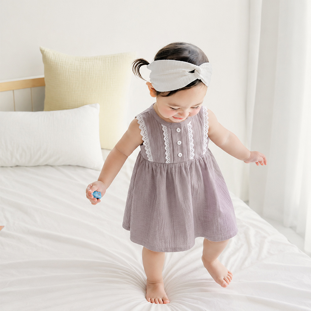 Váy sát nách ly ngực Bibo's xô ghi xanh phối ren