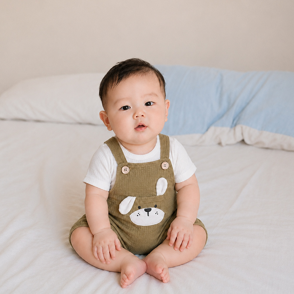 Set body chip bé trai Bibo's xô rêu thêu cún mix áo