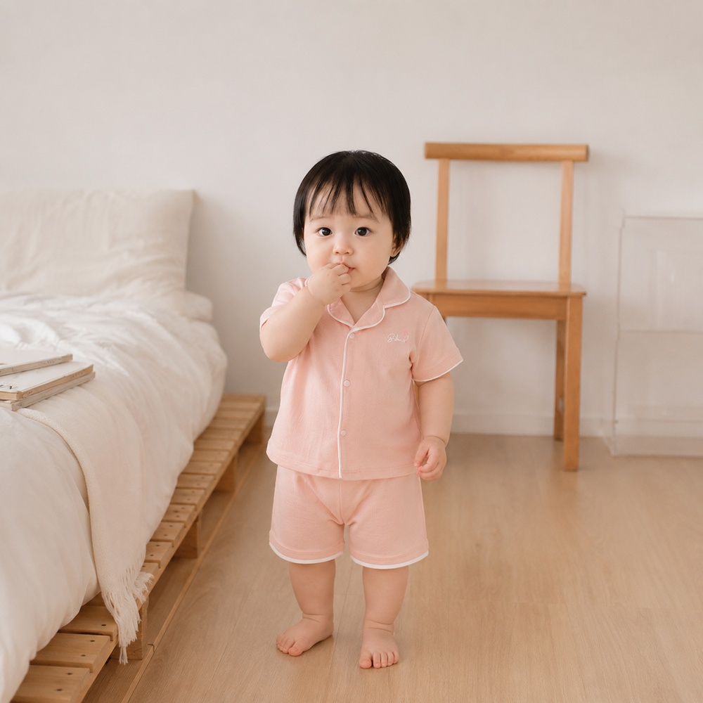 Bộ pyjama cộc tay bé gái Bibo's LV260 hồng nhạt