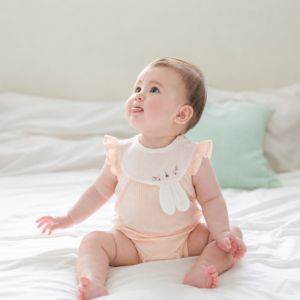 Body chip bé gái bèo tay Bibo's H100451 hồng in thỏ