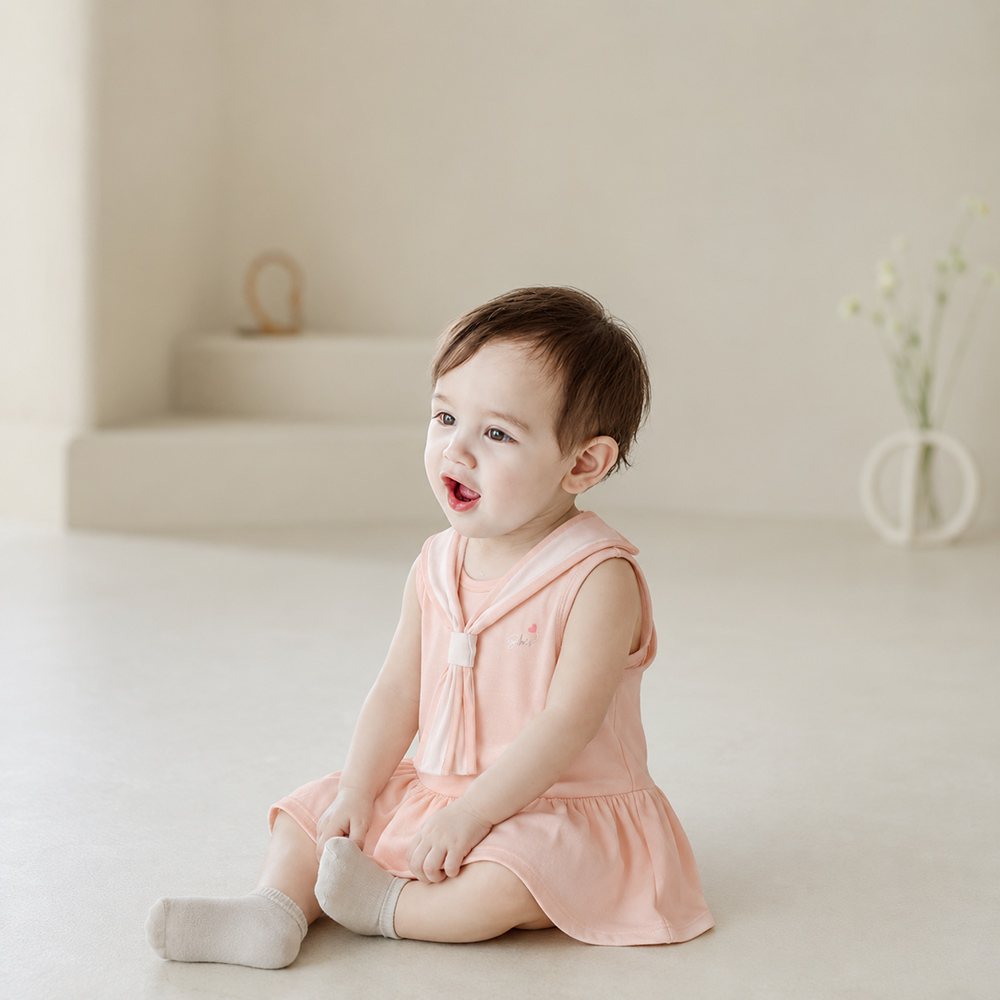 Váy sát nách dây nơ dễ thương Bibo's LV260 hồng nhạt