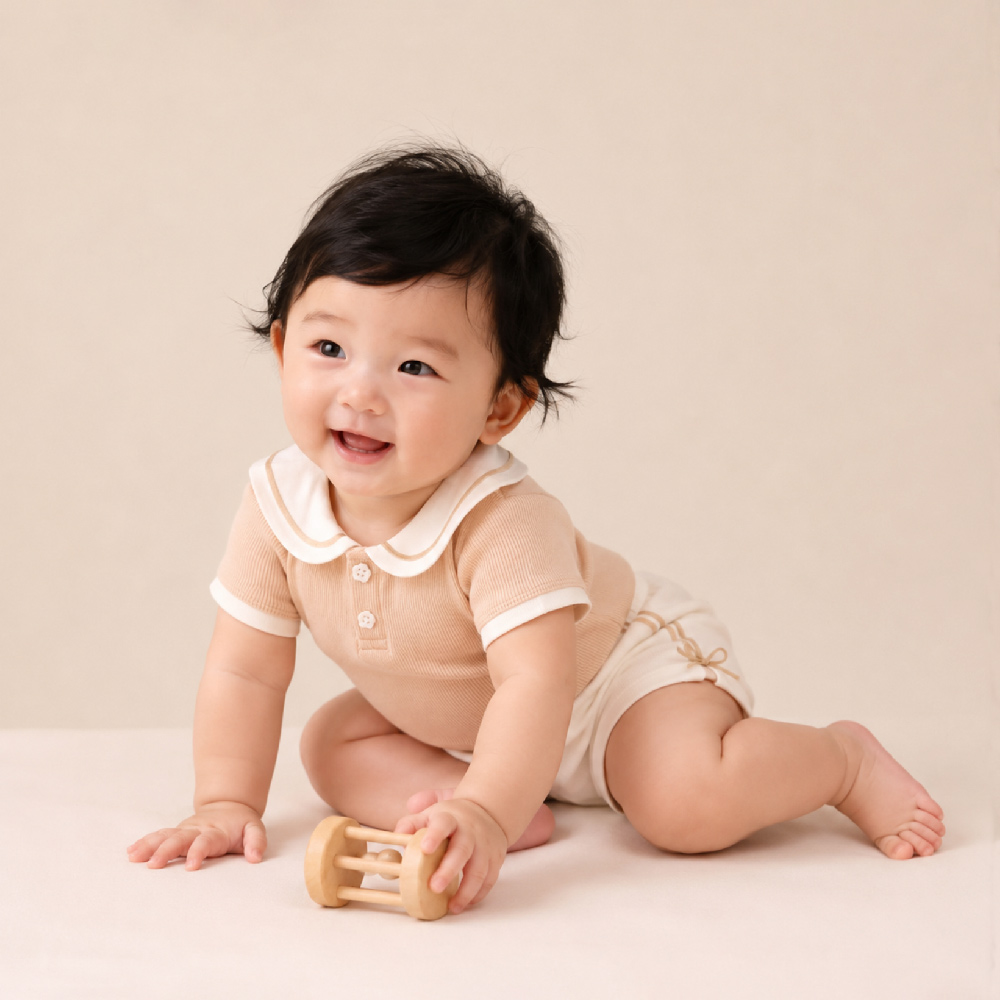 Set body chip nâu mix quần trắng bé gái Bibo's HY