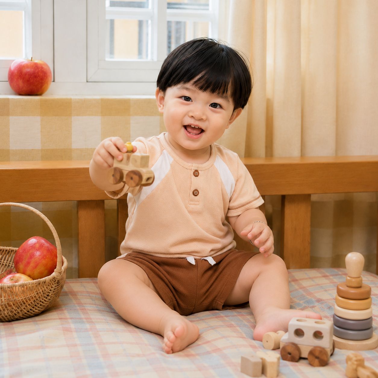 Bộ cộc tay bé trai Bibo's HY397831 phối CM30 nâu