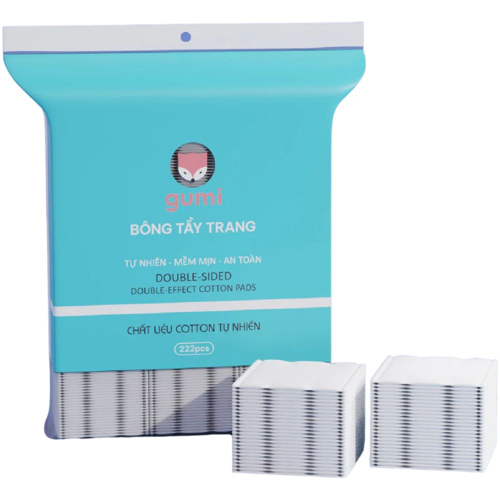 Bông tẩy trang Gumi vuông 222 miếng