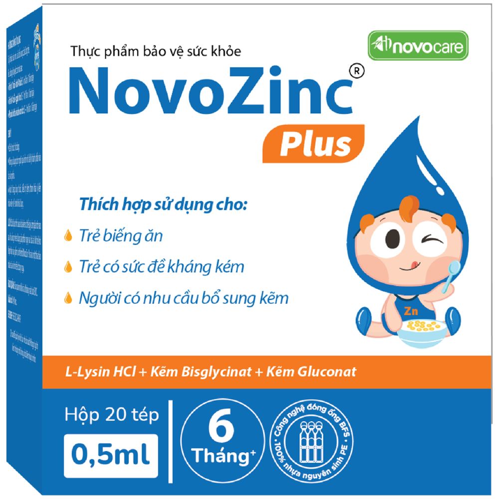 Kẽm tép NovoZinc plus hộp 20 tép BFS 0.5ml (Trên 6 tháng)