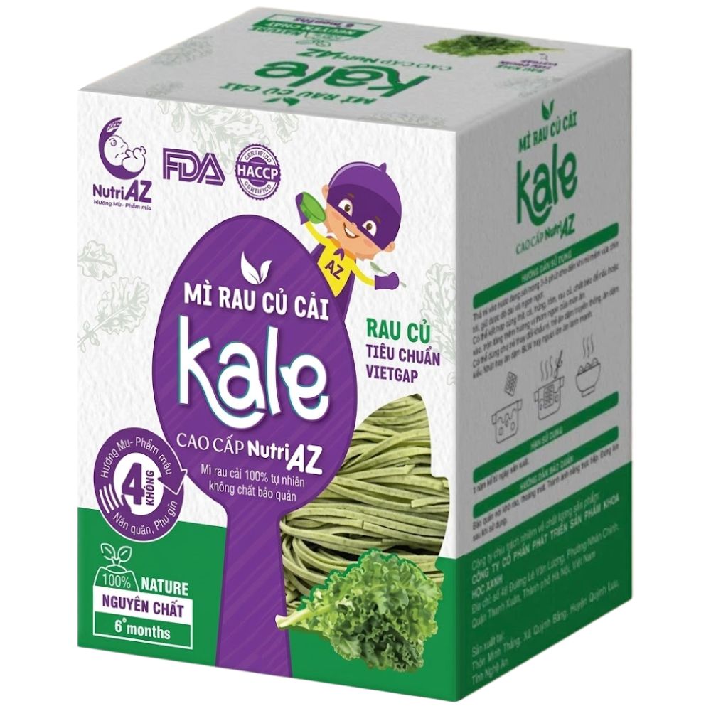 Mì ăn dặm cao cấp NutriAZ vị cải Kale 120g