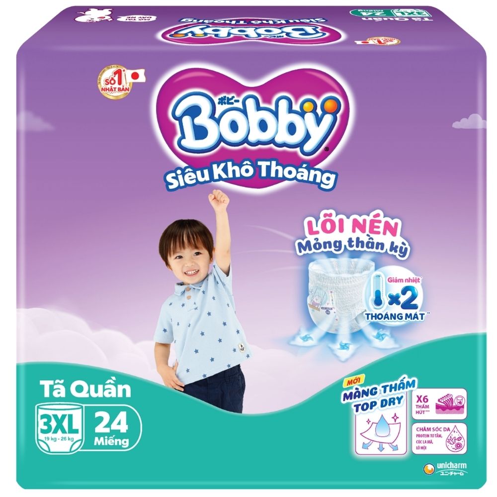 Bỉm Bobby quần size XXXL 24 miếng (Từ 15 - 25kg)