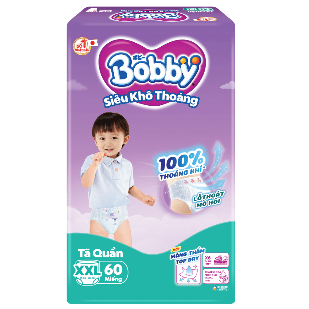 Bỉm - Tã quần Bobby size XXL56/XXL60 miếng (15 - 25kg)